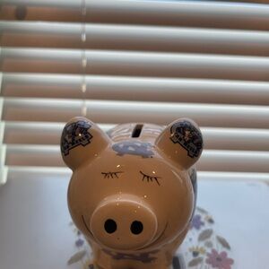 UNC Tar Heel Ceramic Piggy Bank with Blue Accents